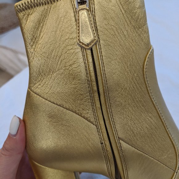 Prada Gold Textured-Leather Ankle Boots, size 36.5 - Picture 6 of 7